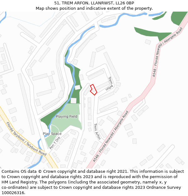 51, TREM ARFON, LLANRWST, LL26 0BP: Location map and indicative extent of plot