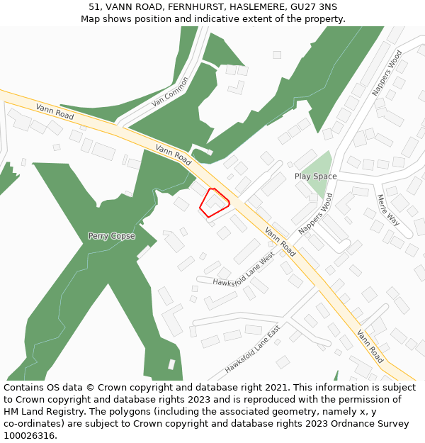 51, VANN ROAD, FERNHURST, HASLEMERE, GU27 3NS: Location map and indicative extent of plot