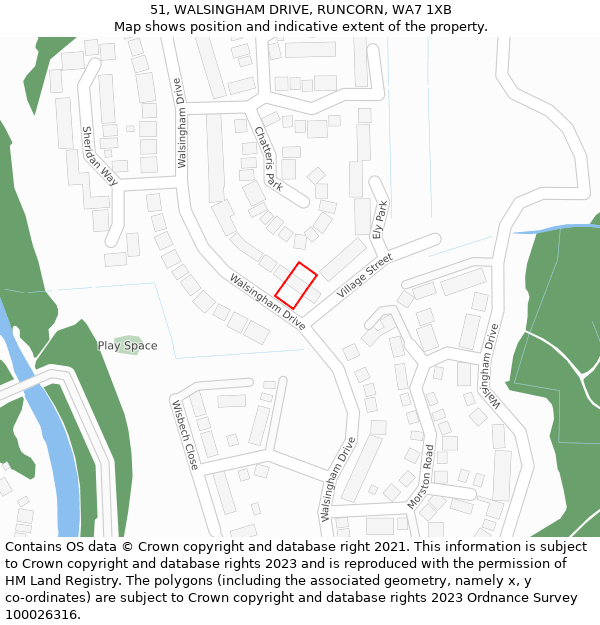 51, WALSINGHAM DRIVE, RUNCORN, WA7 1XB: Location map and indicative extent of plot