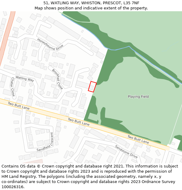 51, WATLING WAY, WHISTON, PRESCOT, L35 7NF: Location map and indicative extent of plot