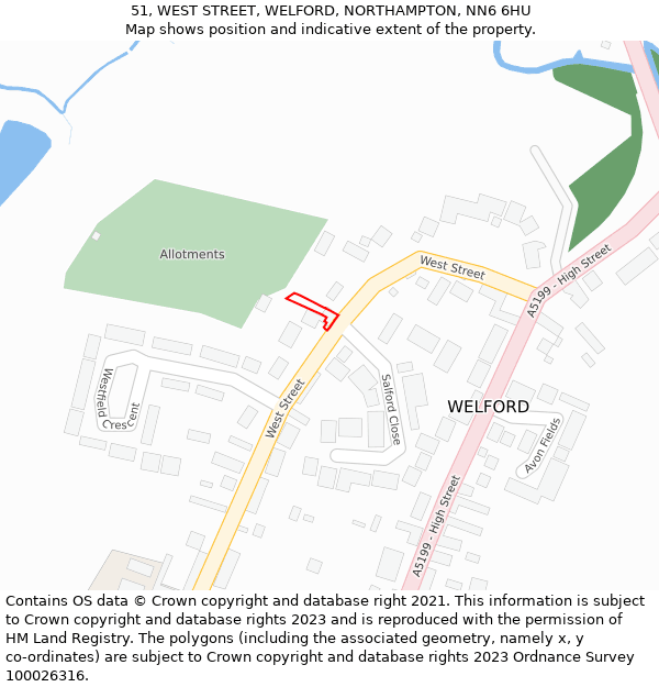 51, WEST STREET, WELFORD, NORTHAMPTON, NN6 6HU: Location map and indicative extent of plot