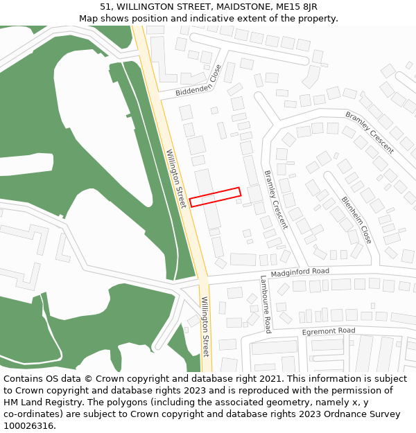 51, WILLINGTON STREET, MAIDSTONE, ME15 8JR: Location map and indicative extent of plot