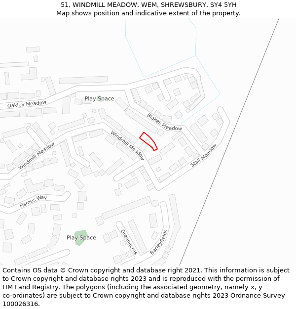 51, WINDMILL MEADOW, WEM, SHREWSBURY, SY4 5YH: Location map and indicative extent of plot