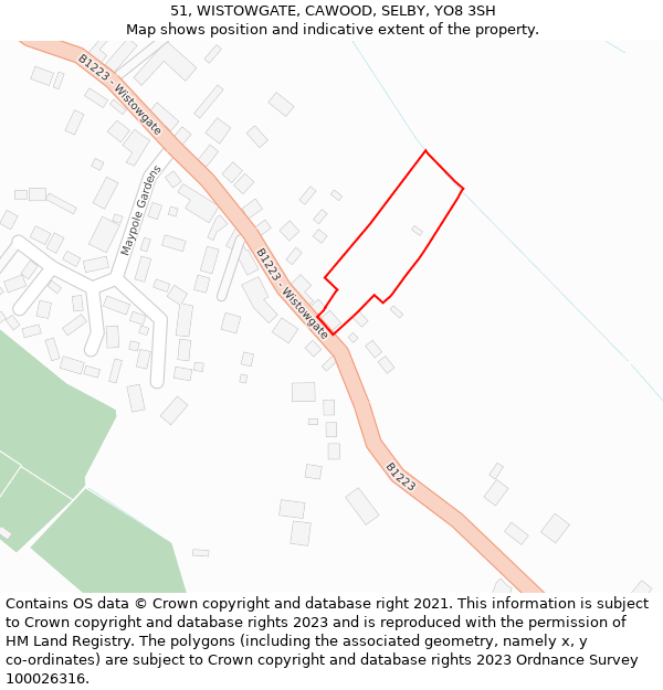 51, WISTOWGATE, CAWOOD, SELBY, YO8 3SH: Location map and indicative extent of plot