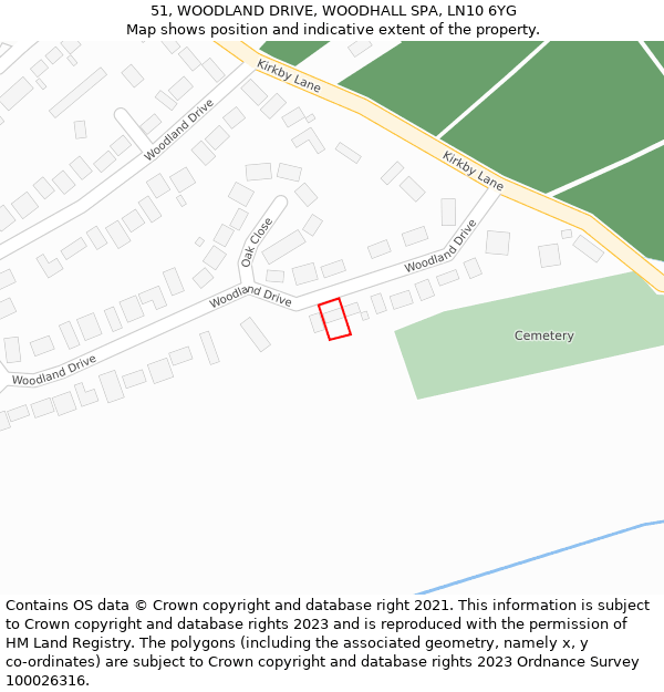 51, WOODLAND DRIVE, WOODHALL SPA, LN10 6YG: Location map and indicative extent of plot