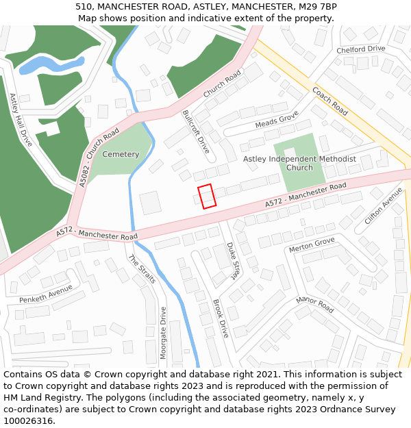 510, MANCHESTER ROAD, ASTLEY, MANCHESTER, M29 7BP: Location map and indicative extent of plot