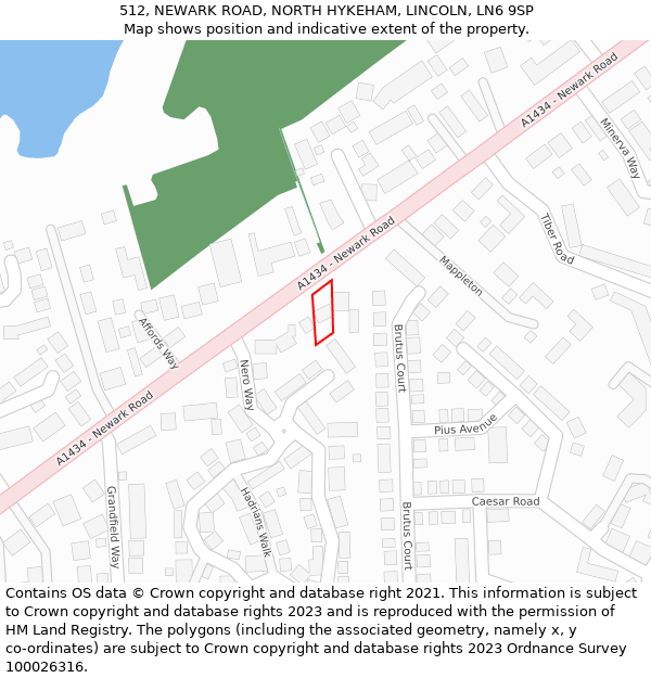 512, NEWARK ROAD, NORTH HYKEHAM, LINCOLN, LN6 9SP: Location map and indicative extent of plot