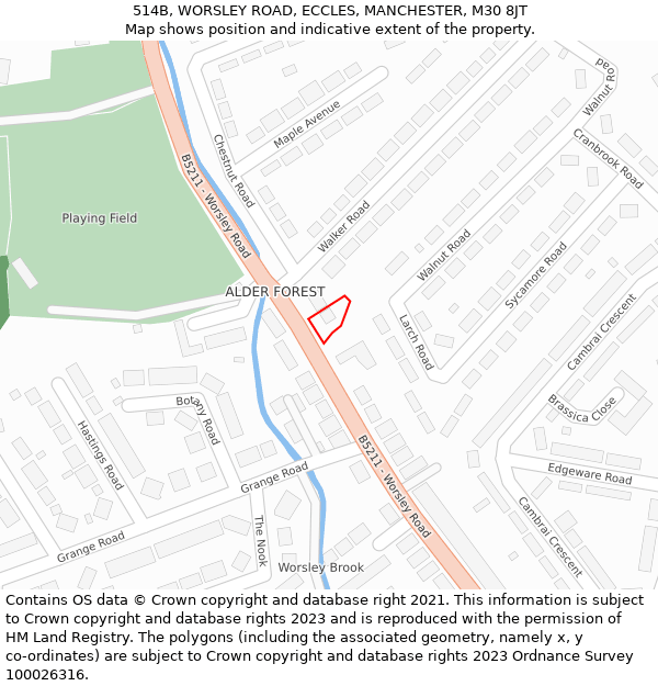 514B, WORSLEY ROAD, ECCLES, MANCHESTER, M30 8JT: Location map and indicative extent of plot