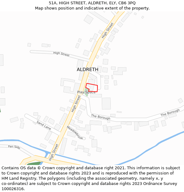 51A, HIGH STREET, ALDRETH, ELY, CB6 3PQ: Location map and indicative extent of plot