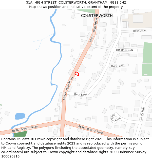 51A, HIGH STREET, COLSTERWORTH, GRANTHAM, NG33 5HZ: Location map and indicative extent of plot