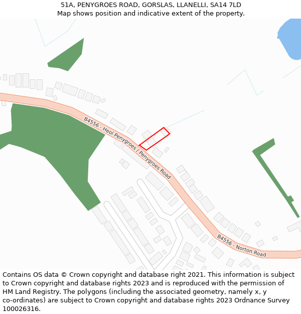 51A, PENYGROES ROAD, GORSLAS, LLANELLI, SA14 7LD: Location map and indicative extent of plot