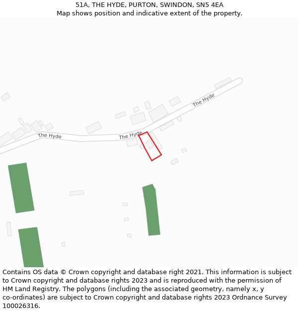 51A, THE HYDE, PURTON, SWINDON, SN5 4EA: Location map and indicative extent of plot