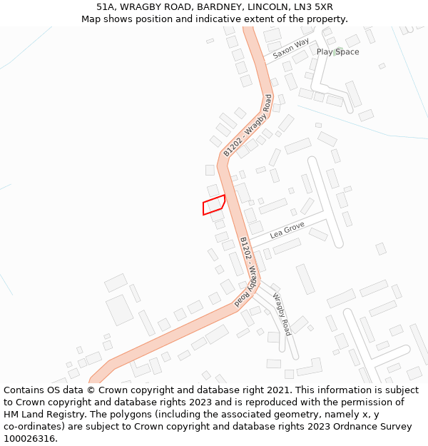 51A, WRAGBY ROAD, BARDNEY, LINCOLN, LN3 5XR: Location map and indicative extent of plot
