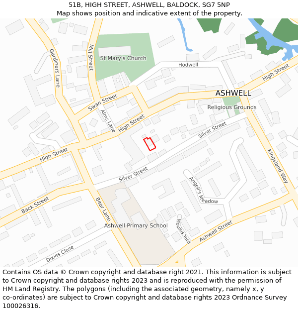 51B, HIGH STREET, ASHWELL, BALDOCK, SG7 5NP: Location map and indicative extent of plot