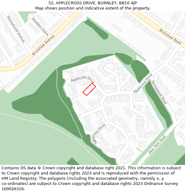 52, APPLECROSS DRIVE, BURNLEY, BB10 4JP: Location map and indicative extent of plot