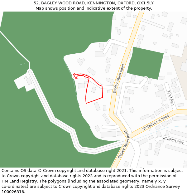 52, BAGLEY WOOD ROAD, KENNINGTON, OXFORD, OX1 5LY: Location map and indicative extent of plot