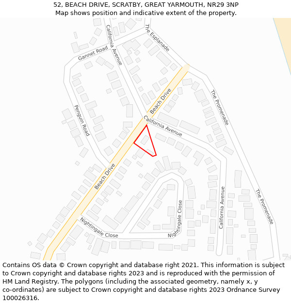 52, BEACH DRIVE, SCRATBY, GREAT YARMOUTH, NR29 3NP: Location map and indicative extent of plot