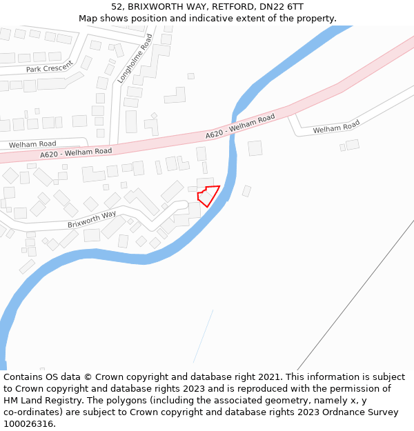 52, BRIXWORTH WAY, RETFORD, DN22 6TT: Location map and indicative extent of plot