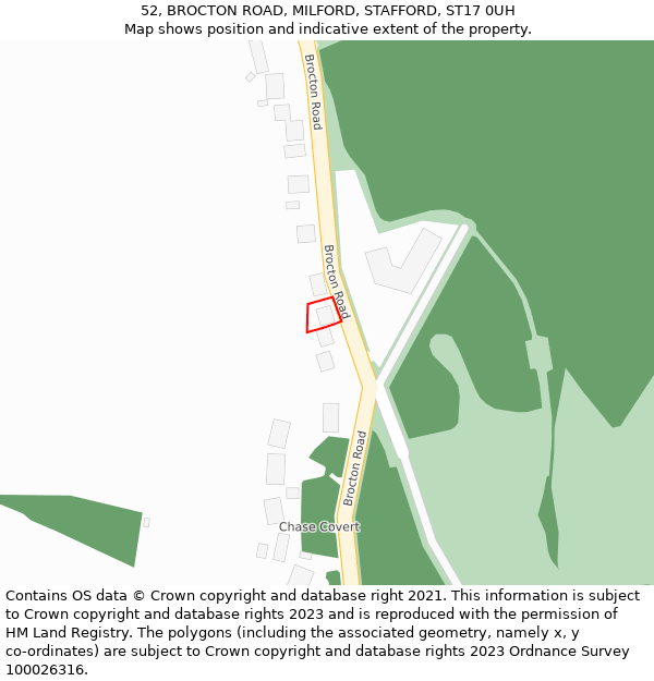 52, BROCTON ROAD, MILFORD, STAFFORD, ST17 0UH: Location map and indicative extent of plot