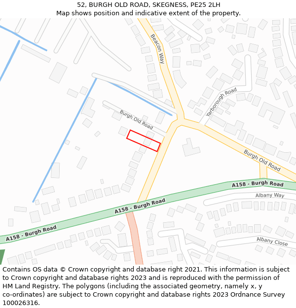 52, BURGH OLD ROAD, SKEGNESS, PE25 2LH: Location map and indicative extent of plot