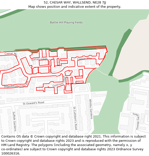52, CAESAR WAY, WALLSEND, NE28 7JJ: Location map and indicative extent of plot