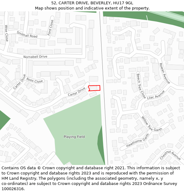 52, CARTER DRIVE, BEVERLEY, HU17 9GL: Location map and indicative extent of plot
