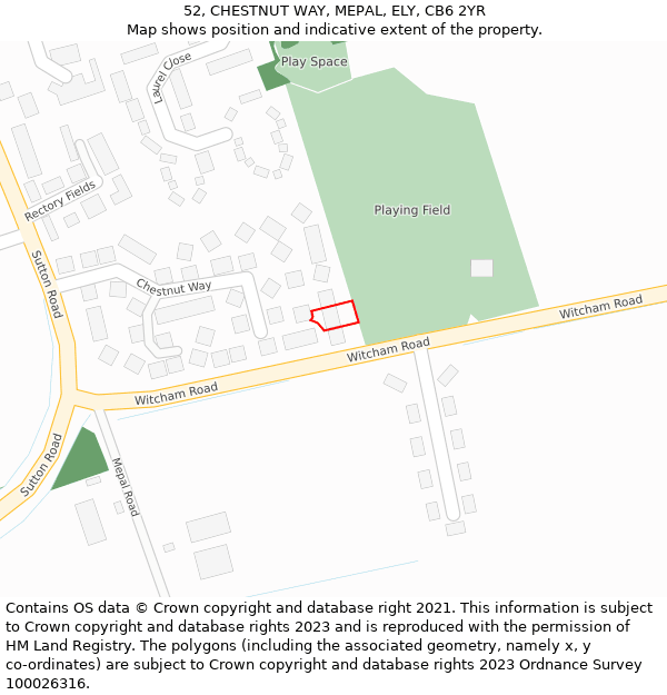 52, CHESTNUT WAY, MEPAL, ELY, CB6 2YR: Location map and indicative extent of plot