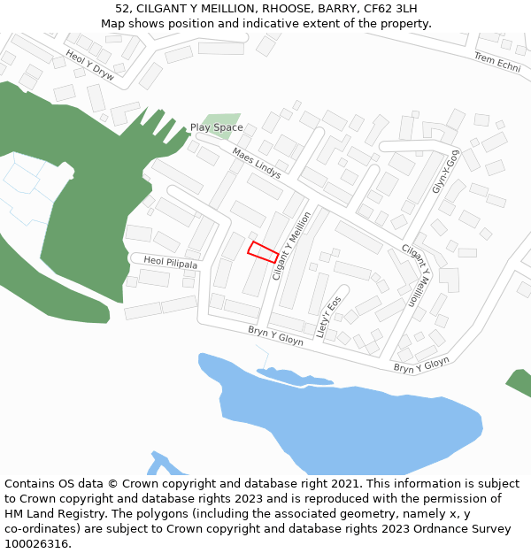 52, CILGANT Y MEILLION, RHOOSE, BARRY, CF62 3LH: Location map and indicative extent of plot