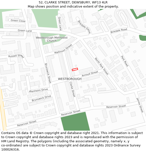 52, CLARKE STREET, DEWSBURY, WF13 4LR: Location map and indicative extent of plot