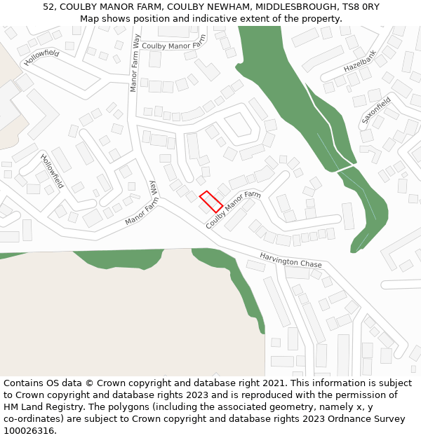 52, COULBY MANOR FARM, COULBY NEWHAM, MIDDLESBROUGH, TS8 0RY: Location map and indicative extent of plot