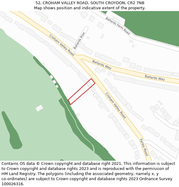 52, CROHAM VALLEY ROAD, SOUTH CROYDON, CR2 7NB: Location map and indicative extent of plot