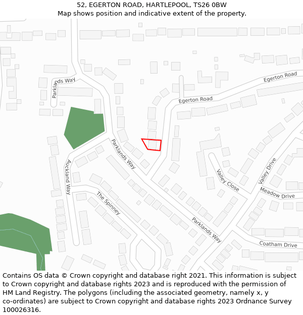 52, EGERTON ROAD, HARTLEPOOL, TS26 0BW: Location map and indicative extent of plot
