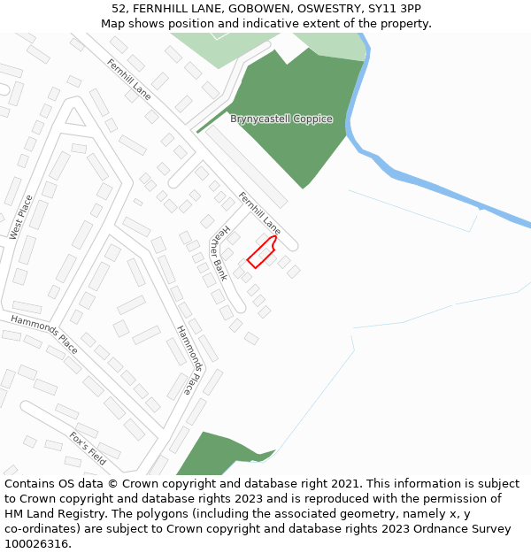 52, FERNHILL LANE, GOBOWEN, OSWESTRY, SY11 3PP: Location map and indicative extent of plot
