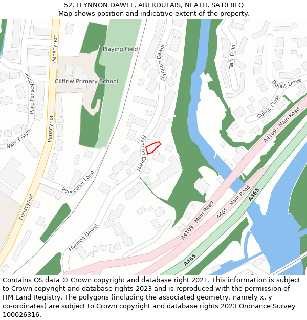 52, FFYNNON DAWEL, ABERDULAIS, NEATH, SA10 8EQ: Location map and indicative extent of plot