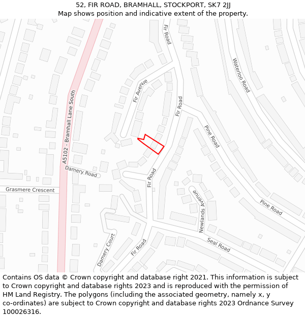 52, FIR ROAD, BRAMHALL, STOCKPORT, SK7 2JJ: Location map and indicative extent of plot