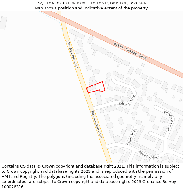 52, FLAX BOURTON ROAD, FAILAND, BRISTOL, BS8 3UN: Location map and indicative extent of plot