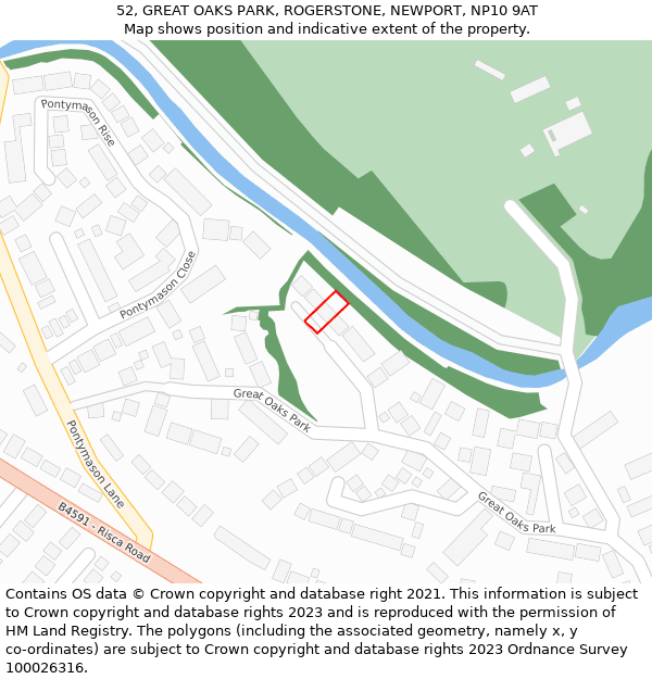 52, GREAT OAKS PARK, ROGERSTONE, NEWPORT, NP10 9AT: Location map and indicative extent of plot