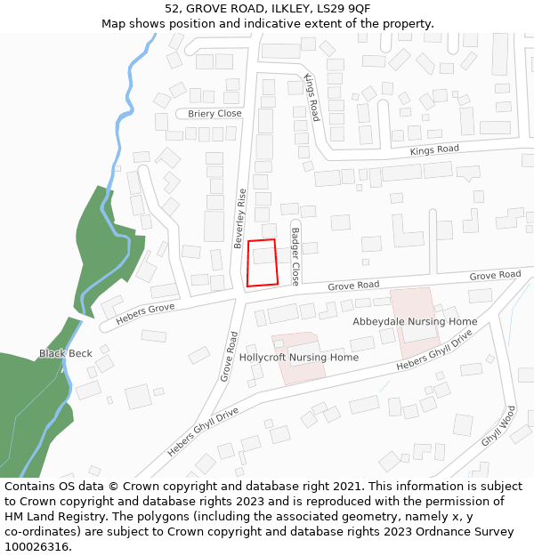 52, GROVE ROAD, ILKLEY, LS29 9QF: Location map and indicative extent of plot