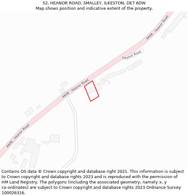 52, HEANOR ROAD, SMALLEY, ILKESTON, DE7 6DW: Location map and indicative extent of plot