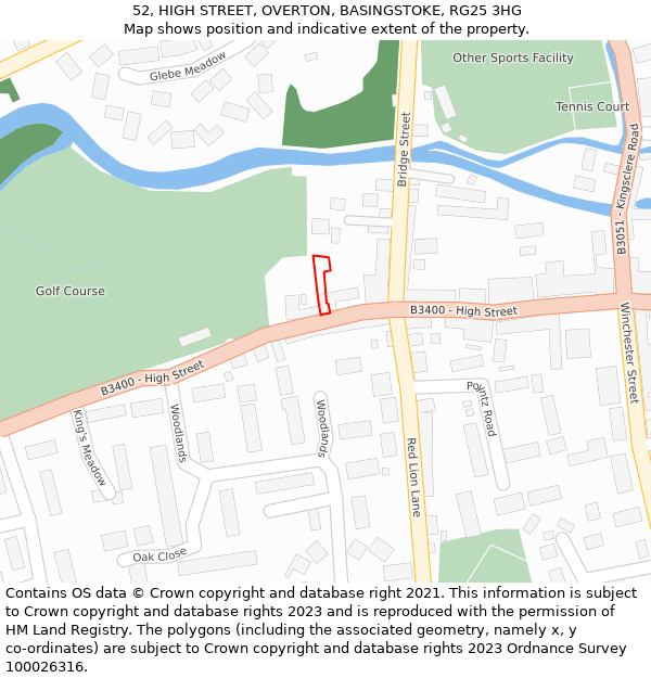 52, HIGH STREET, OVERTON, BASINGSTOKE, RG25 3HG: Location map and indicative extent of plot