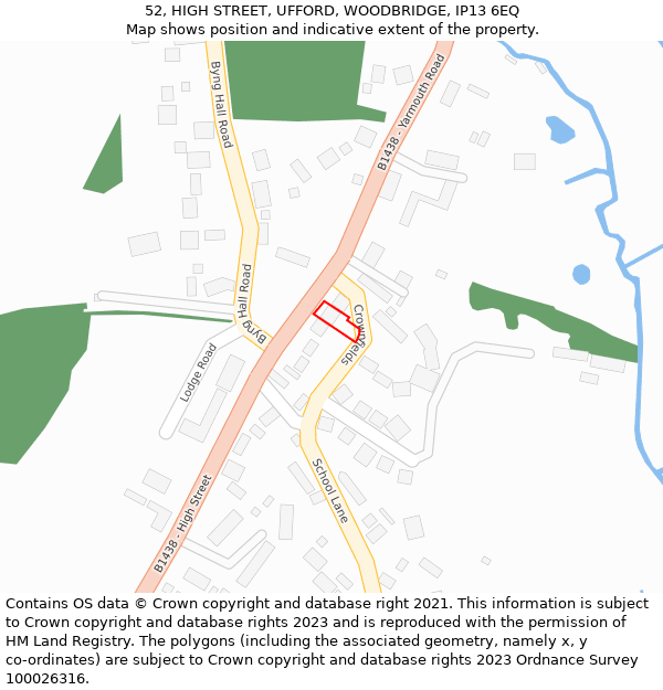 52, HIGH STREET, UFFORD, WOODBRIDGE, IP13 6EQ: Location map and indicative extent of plot