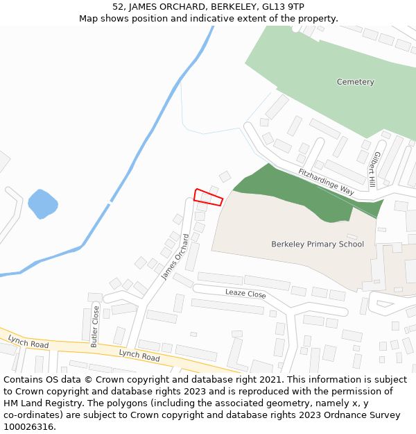 52, JAMES ORCHARD, BERKELEY, GL13 9TP: Location map and indicative extent of plot