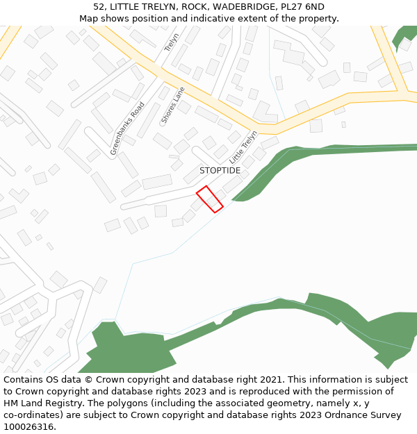 52, LITTLE TRELYN, ROCK, WADEBRIDGE, PL27 6ND: Location map and indicative extent of plot