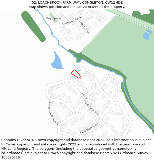 52, LOACHBROOK FARM WAY, CONGLETON, CW12 4DE: Location map and indicative extent of plot