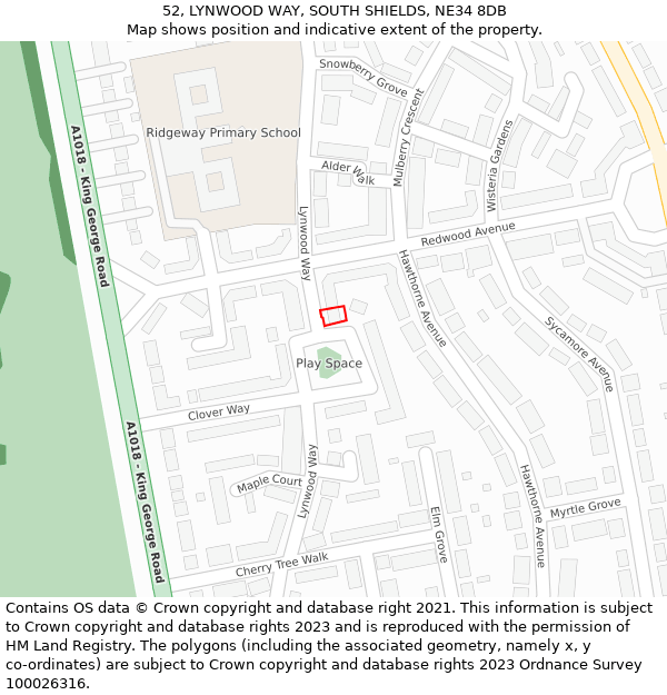 52, LYNWOOD WAY, SOUTH SHIELDS, NE34 8DB: Location map and indicative extent of plot