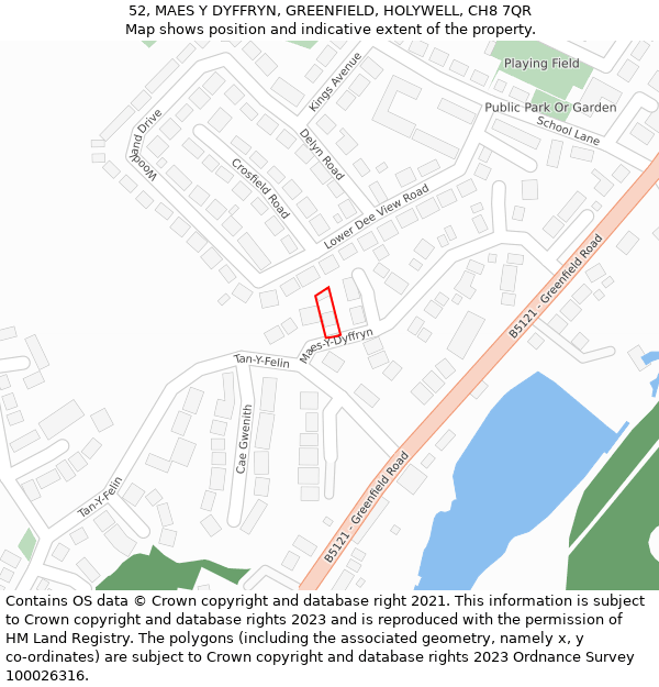 52, MAES Y DYFFRYN, GREENFIELD, HOLYWELL, CH8 7QR: Location map and indicative extent of plot