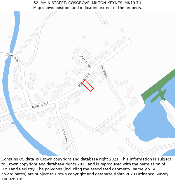 52, MAIN STREET, COSGROVE, MILTON KEYNES, MK19 7JL: Location map and indicative extent of plot