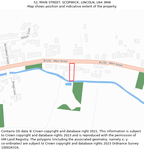 52, MAIN STREET, SCOPWICK, LINCOLN, LN4 3NW: Location map and indicative extent of plot