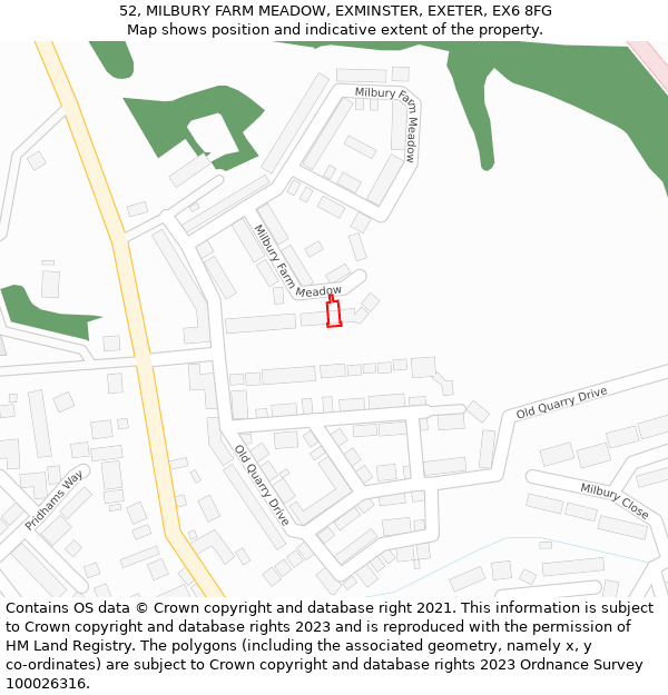 52, MILBURY FARM MEADOW, EXMINSTER, EXETER, EX6 8FG: Location map and indicative extent of plot