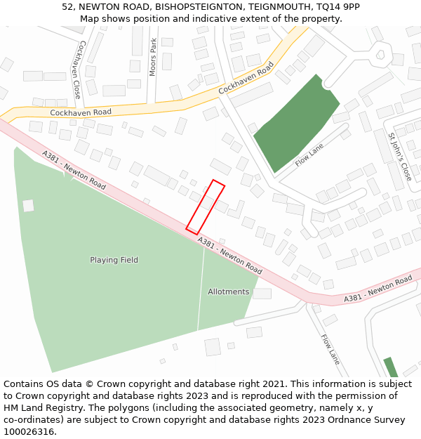 52, NEWTON ROAD, BISHOPSTEIGNTON, TEIGNMOUTH, TQ14 9PP: Location map and indicative extent of plot
